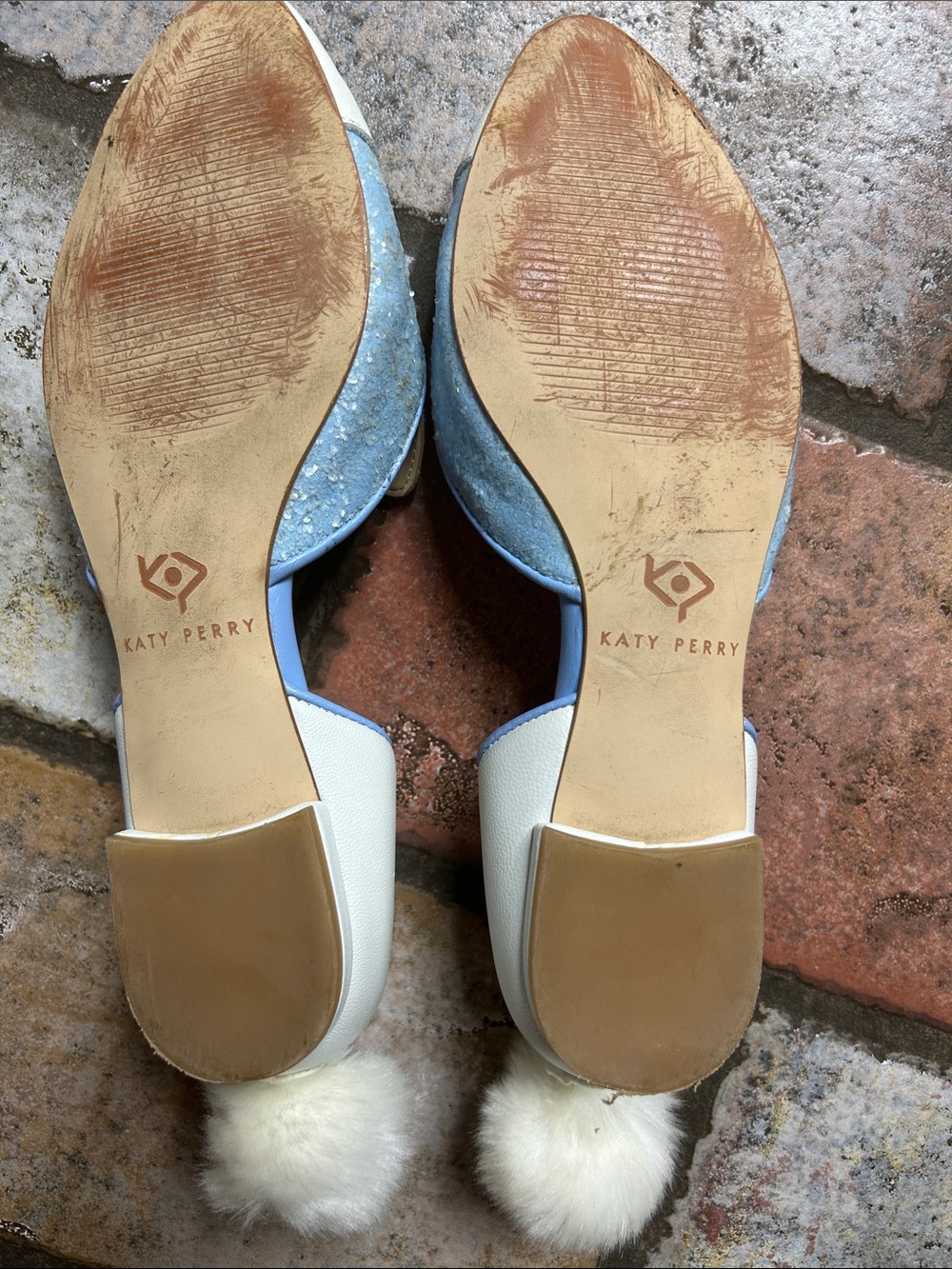 Katy Perry Collections D'Orsay Bunny Flats in White, Pink & Light Blue - Picture 3 of 4